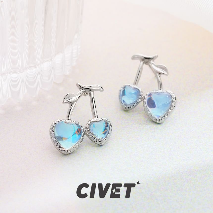 Cherry Clip-On Stud Earring Heart /