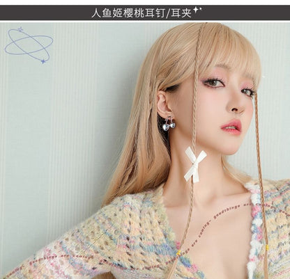 Cherry Clip-On Stud Earring Heart /