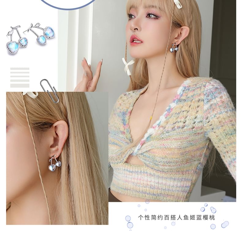 Cherry Clip-On Stud Earring Heart /