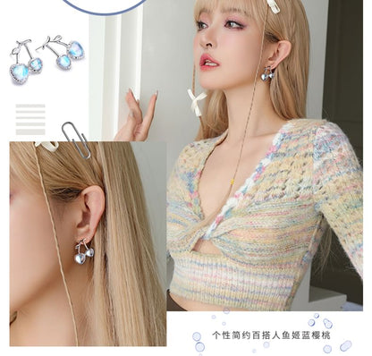 Cherry Clip-On Stud Earring Heart /