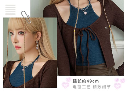 Strawberry Necklace Heart Rhinestone