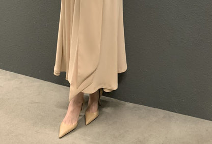 Mock Neck Sleeveless Slit Waist A-Line Maxi Dress