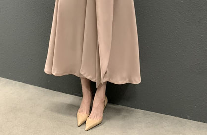 Mock Neck Sleeveless Slit Waist A-Line Maxi Dress