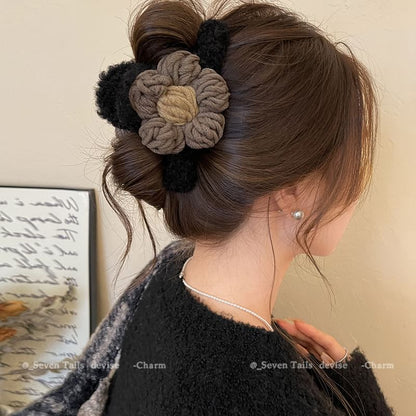 Yarn Chenille Hair Clip Floral Claw