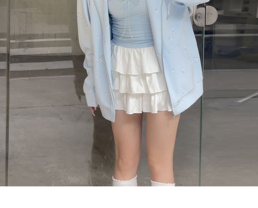 Plus Size Plain Bow Lace Trim Cami Top