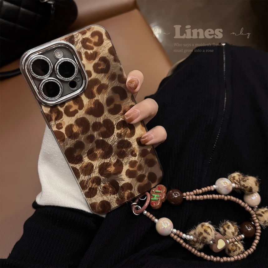 Phone Set Print / Strap Leopard Case