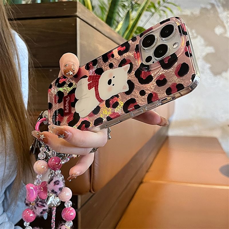 Dog Leopard Case / Strap Print Phone Set