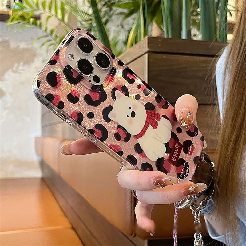 Dog Leopard Case / Strap Print Phone Set