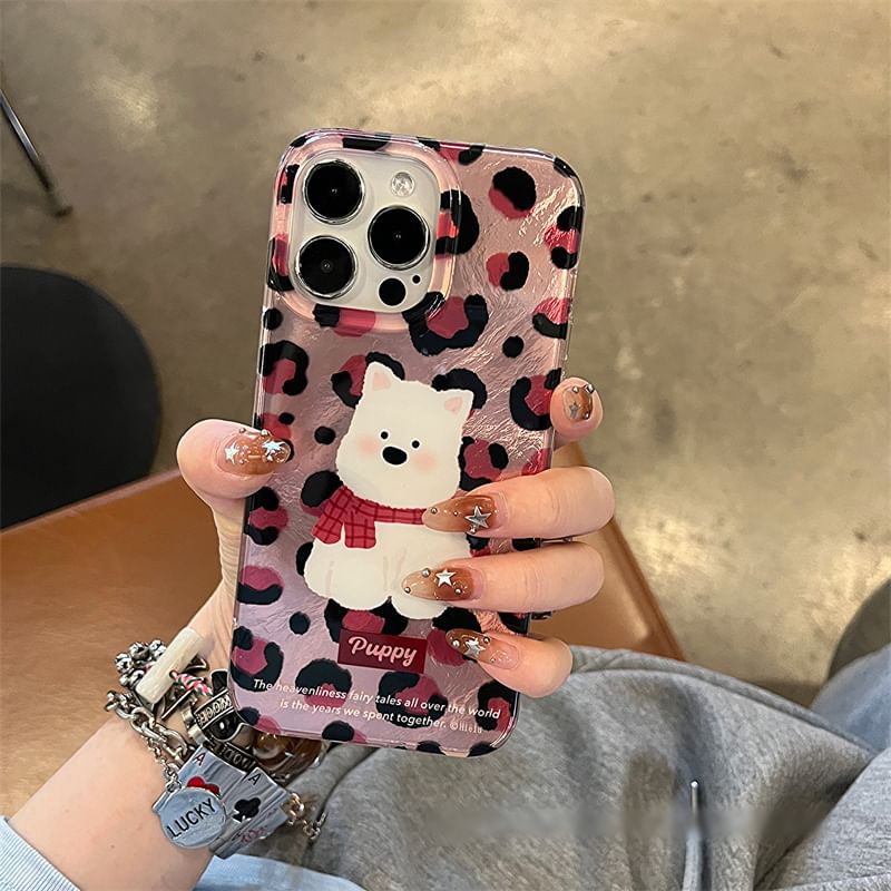 Dog Leopard Case / Strap Print Phone Set