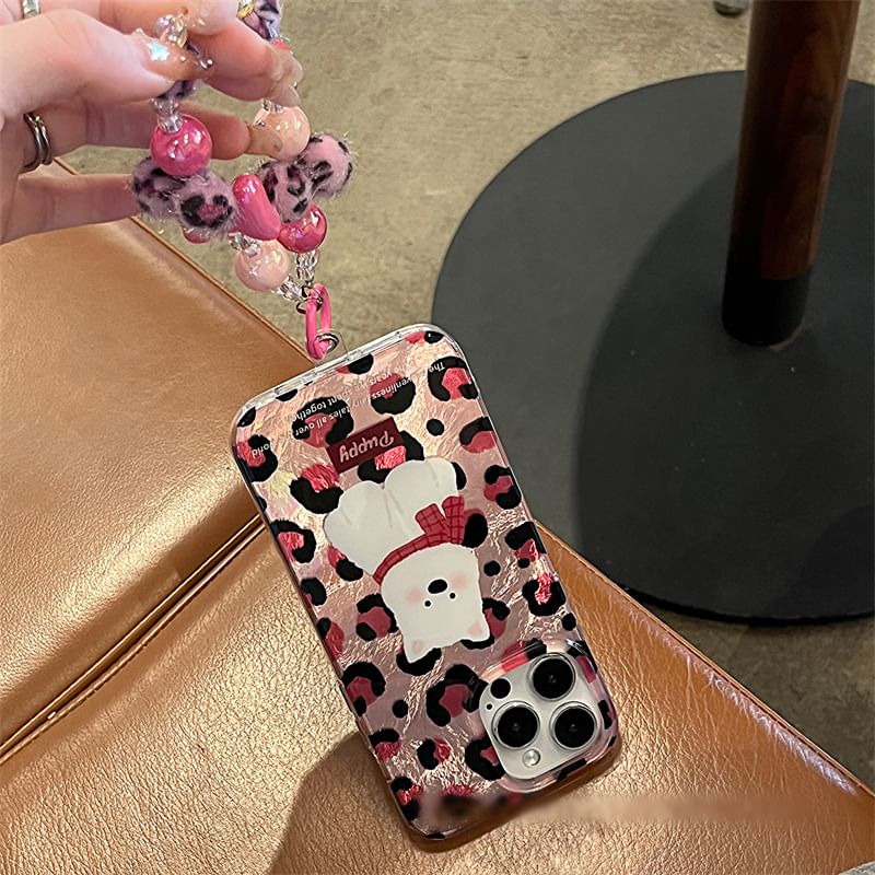Dog Leopard Case / Strap Print Phone Set