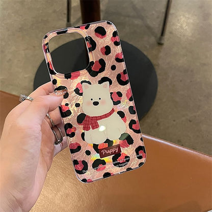 Dog Leopard Case / Strap Print Phone Set