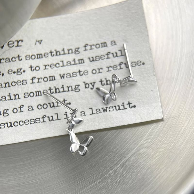 Drop Sterling Butterfly 925 Silver Earring