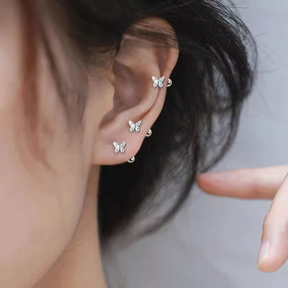 Butterfly Barbell Silver Sterling 925 Earring