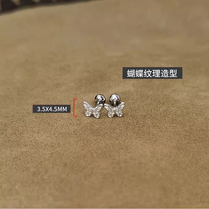 Butterfly Barbell Silver Sterling 925 Earring