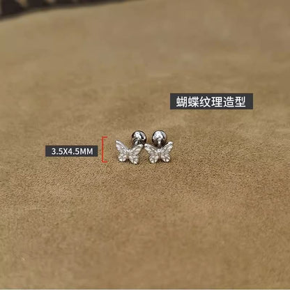 Butterfly Barbell Silver Sterling 925 Earring