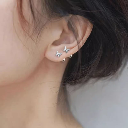 Butterfly Barbell Silver Sterling 925 Earring