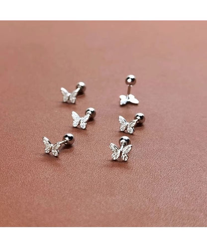 Butterfly Barbell Silver Sterling 925 Earring
