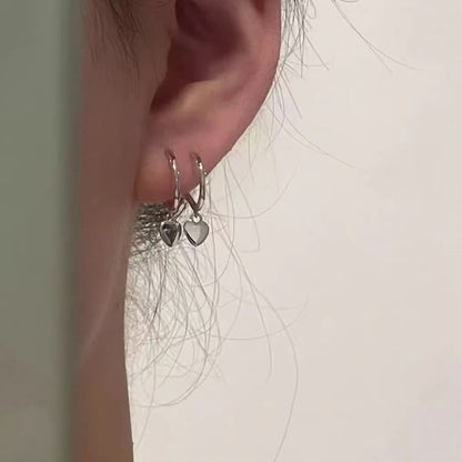 925 Heart Hoop Sterling Earring Drop Silver