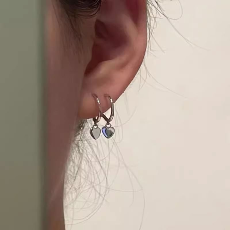 925 Heart Hoop Sterling Earring Drop Silver