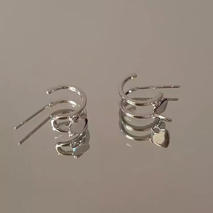 925 Heart Hoop Sterling Earring Drop Silver