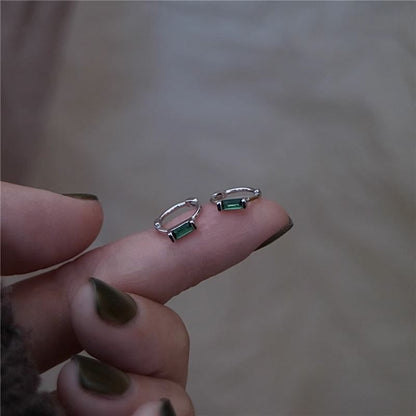 Silver Huggie Rhinestone Sterling Earring 925