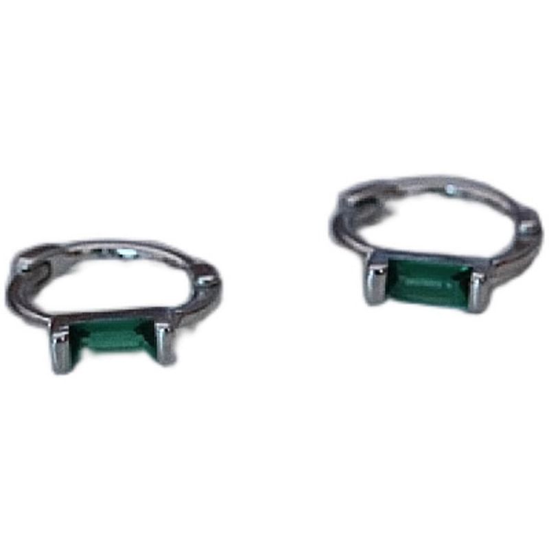 Silver Huggie Rhinestone Sterling Earring 925