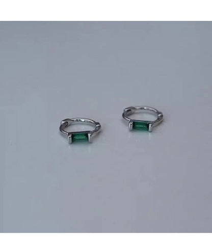 Silver Huggie Rhinestone Sterling Earring 925