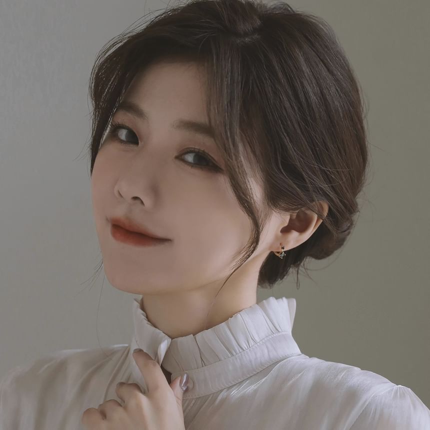 Rhinestone 925 Sterling Earring Huggie Silver