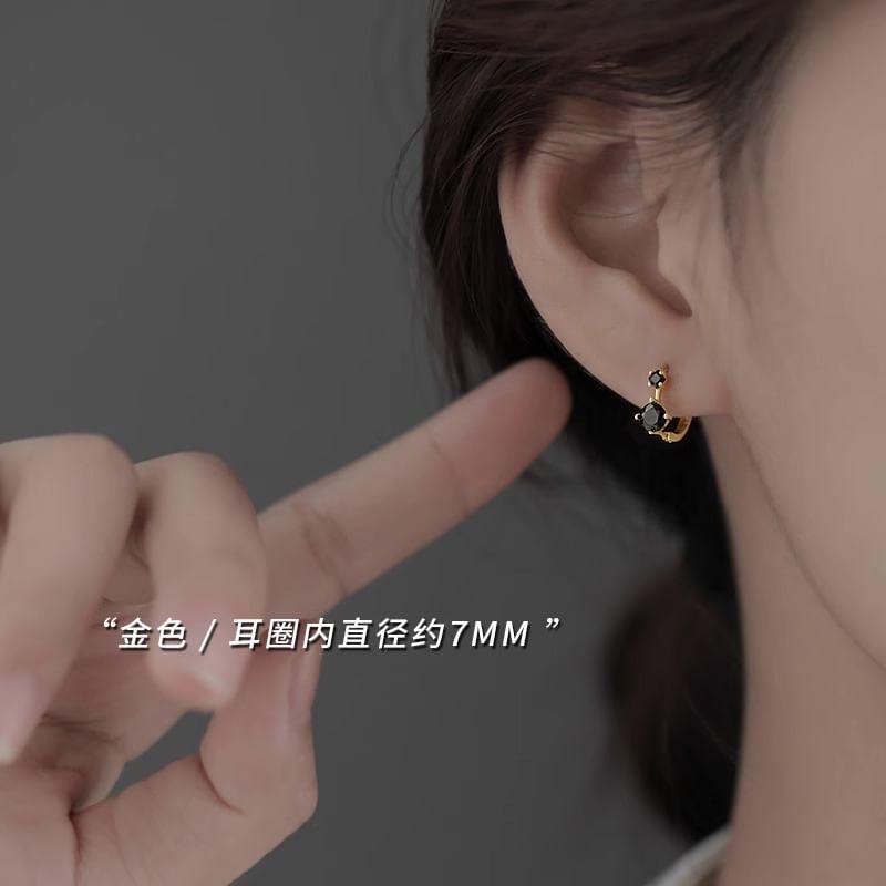 Rhinestone 925 Sterling Earring Huggie Silver