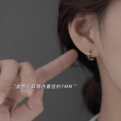 Rhinestone 925 Sterling Earring Huggie Silver