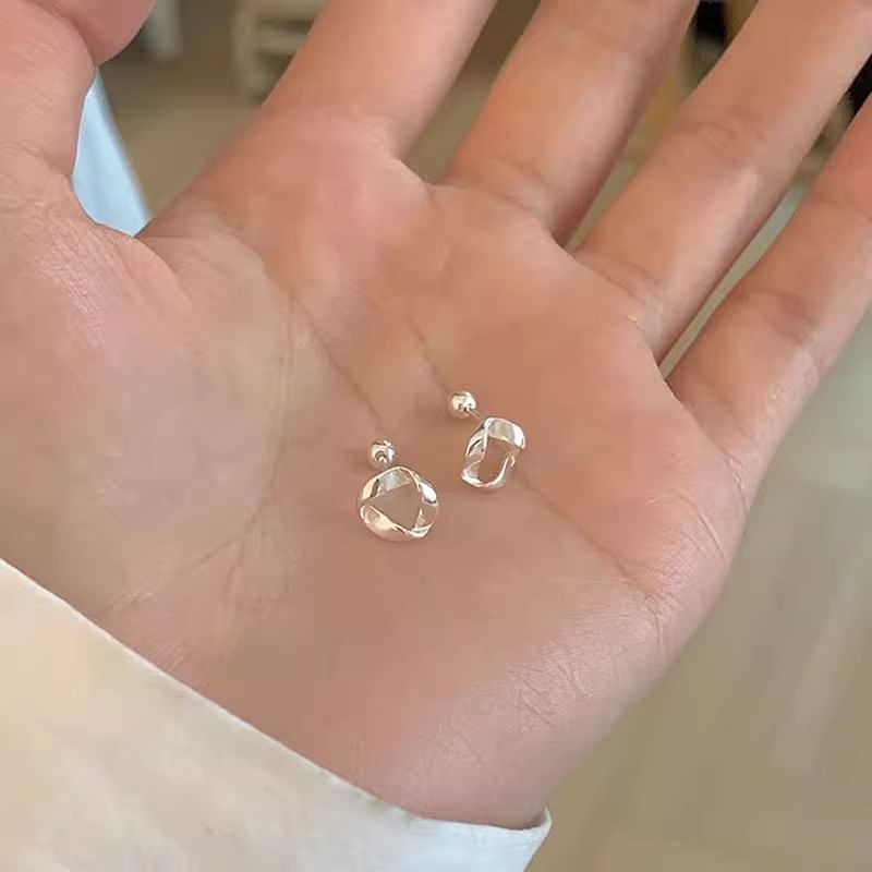 Twisted Earring Silver Barbell 925 Sterling