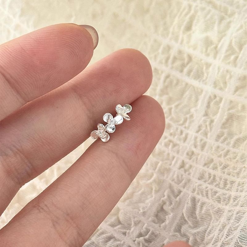 Floral Silver 925 Earring Sterling Huggie