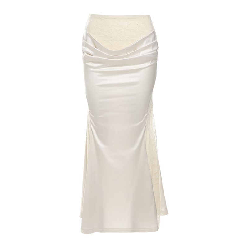 Ruffle Off-Shoulder Bustier with Lace Mermaid Skirt