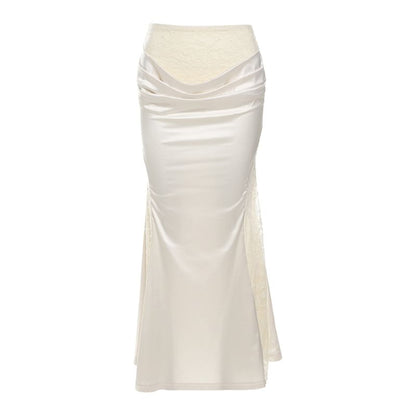 Ruffle Off-Shoulder Bustier with Lace Mermaid Skirt