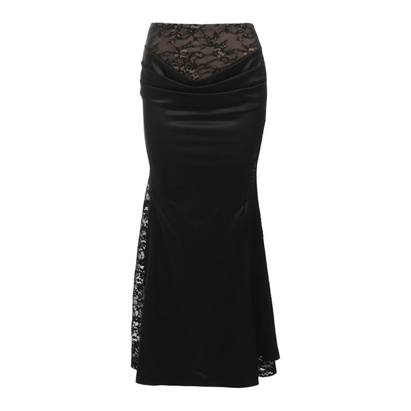 Ruffle Off-Shoulder Bustier with Lace Mermaid Skirt