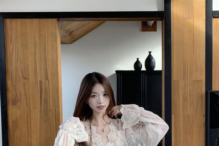 Asymmetrical Fringe Henley Sweater and Crinkle Maxi Skirt Set