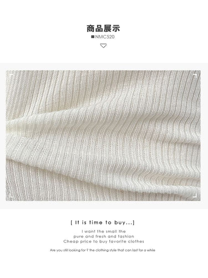 Ribbed V-Neck Blouse with Lace Accent
