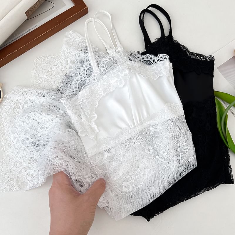 Flowy Spaghetti Strap Lace Top