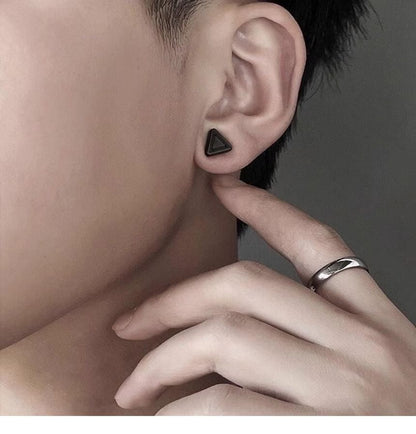 Geometric Alloy Stud Earrings - Triangular Set