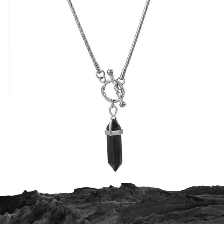 Faux Gemstone Pendant Necklace - Alloy