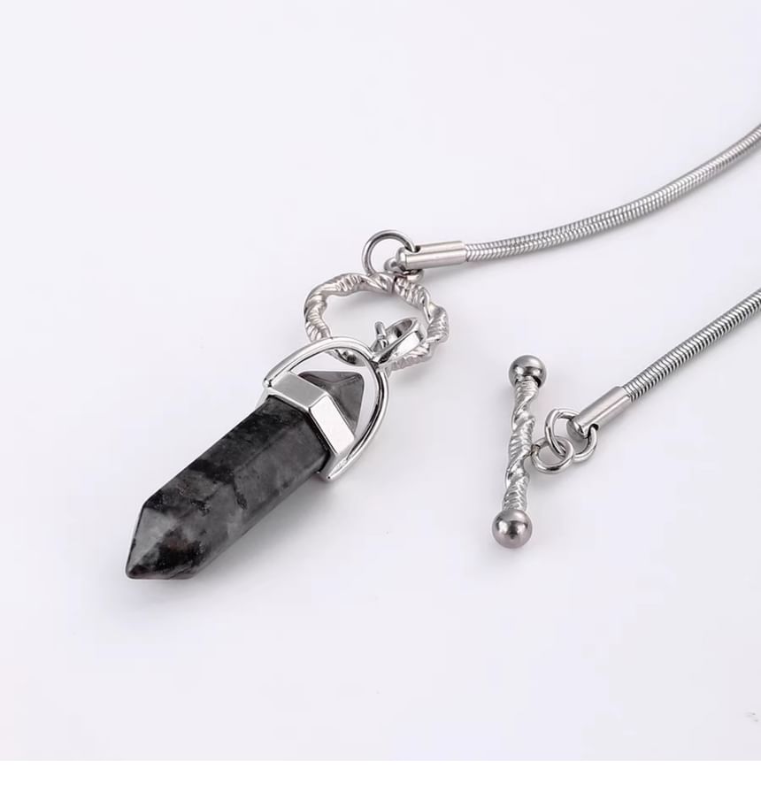 Faux Gemstone Pendant Necklace - Alloy