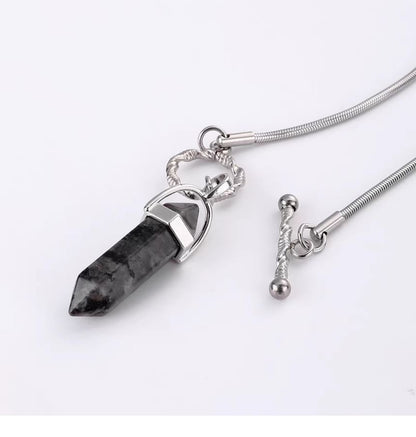 Faux Gemstone Pendant Necklace - Alloy