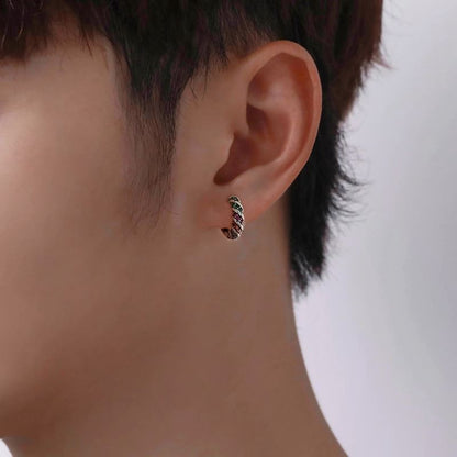 Twisted Crystal Hoop Earrings - Rhinestone Alloy