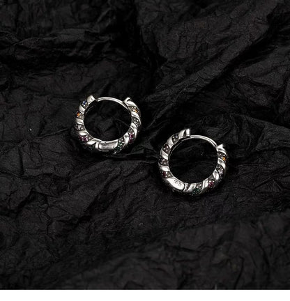 Twisted Crystal Hoop Earrings - Rhinestone Alloy