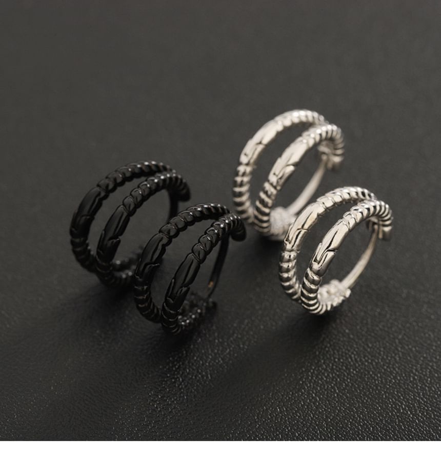 Layered Metal Hoop Earrings - Alloy Set