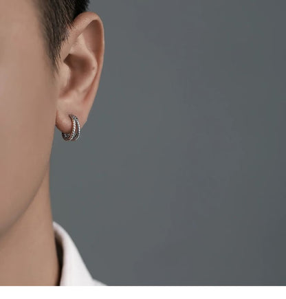 Layered Metal Hoop Earrings - Alloy Set