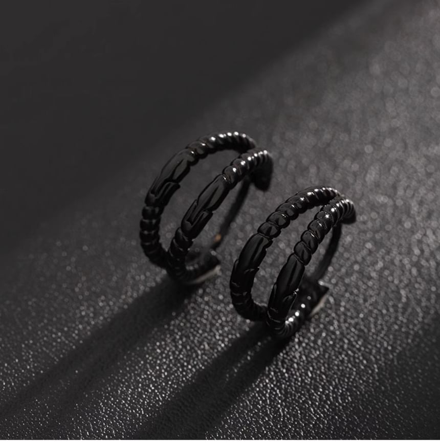 Layered Metal Hoop Earrings - Alloy Set