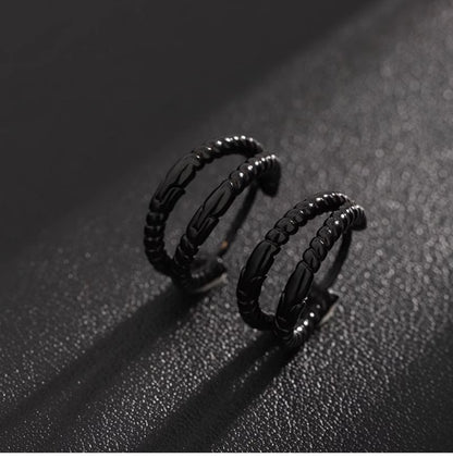 Layered Metal Hoop Earrings - Alloy Set