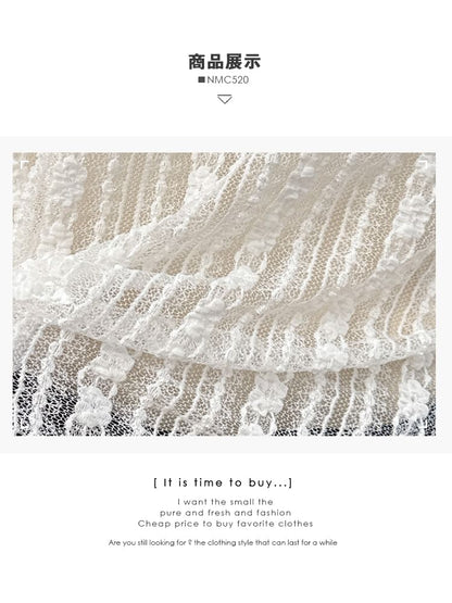 Ruffled Sheer Mock-Neck Lace Top