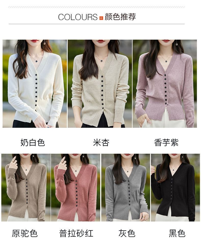 Ribbed V-Neck Cardigan
